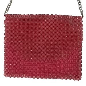 Topshop Pink Beaded Shoulder Bag Y2K Inspired Mini Purse Chain Strap